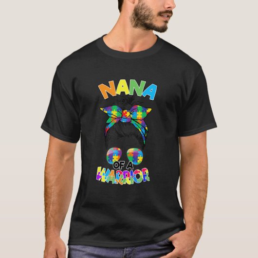 Bun nana van autisme Warrior Puzzle Autism Awa T-shirt (Voorkant)