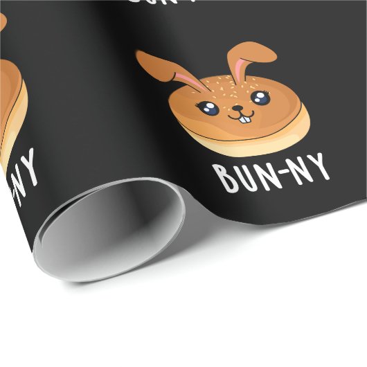 Bun-ny Funny Bunny Rabbit Bun Pun Dark BG Cadeaupapier (Rol Hoek)