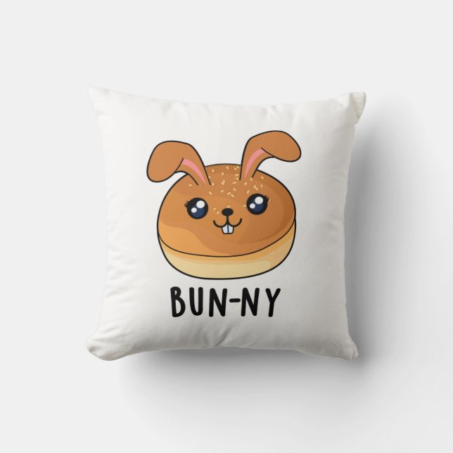 Bun-ny Funny Bunny Rabbit Bun Pun Kussen (Voorkant)