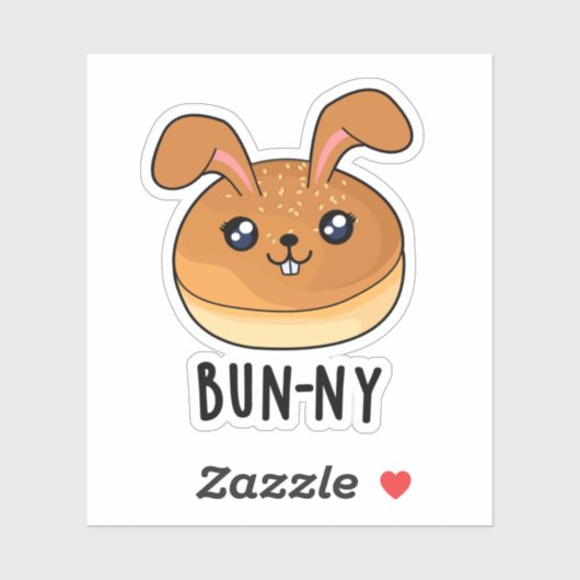 Bun-ny Funny Bunny Rabbit Bun Pun Sticker (Vel)
