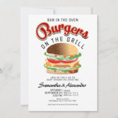 Bun On The Oven Burger BBQ Retro CO-ED Baby Shower Kaart (Voorkant)