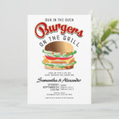 Bun On The Oven Burger BBQ Retro CO-ED Baby Shower Kaart (Staand voorkant)