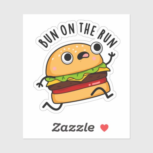 Bun on the run Funny Burger Pun Sticker (Vel)