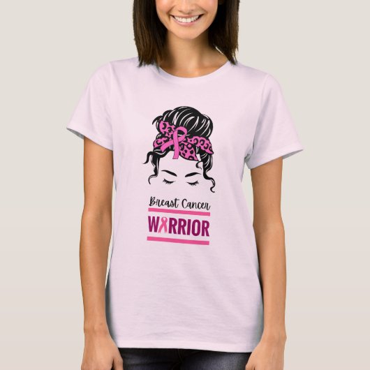 Bun Pink Warrior Breast Cancer Bewustheid T-shirt (Voorkant)
