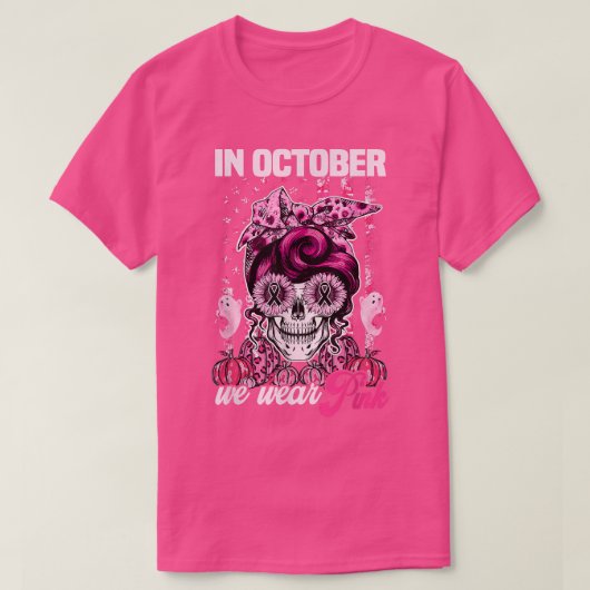 Bun. Roze luipaard in oktober Draag we roze me T-shirt (Design voorkant)