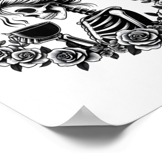 Bun Skeleton Drink Koffie  Halloween Fun Poster (Hoek)