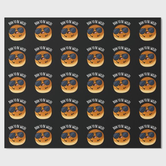 Bun To Be Wild Grappig Voedsel Pun Dark BG Cadeaupapier (Vlak)