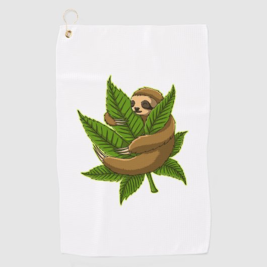 Bun Weed Sloth Golfhanddoek (Voorkant)