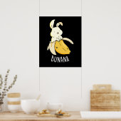 Bunana Funny Bunny in een bananenpun Dark BG Poster (Keuken)
