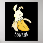 Bunana Funny Bunny in een bananenpun Dark BG Poster (Voorkant)