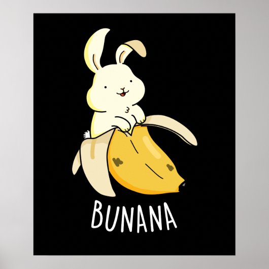 Bunana Funny Bunny in een bananenpun Dark BG Poster (Voorkant)