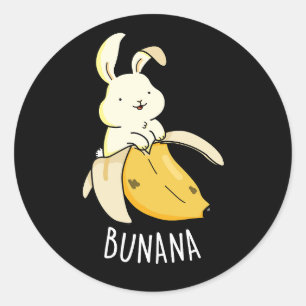Bunana Funny Bunny in een bananenpun Dark BG Ronde Sticker