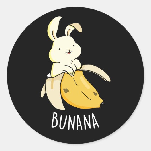 Bunana Funny Bunny in een bananenpun Dark BG Ronde Sticker (Voorkant)