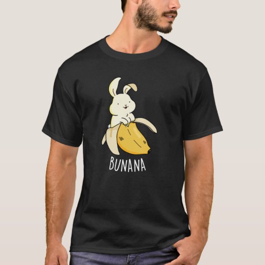 Bunana Funny Bunny in een bananenpun Dark BG T-shirt (Voorkant)