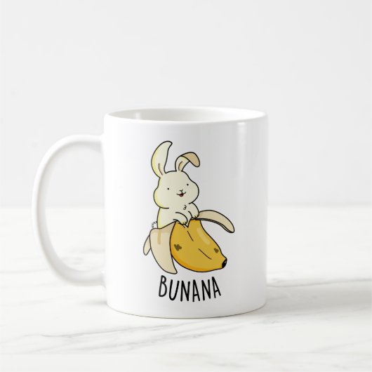 Bunana Funny Bunny in een bananenun Koffiemok (Links)