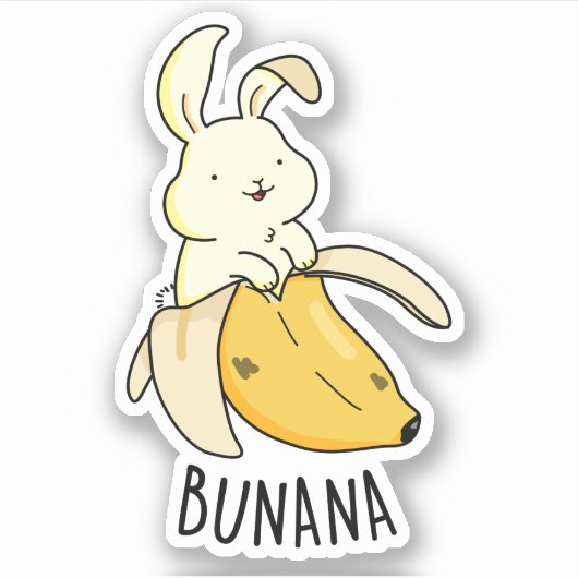 Bunana Funny Bunny in een bananenun Sticker (Voorkant)