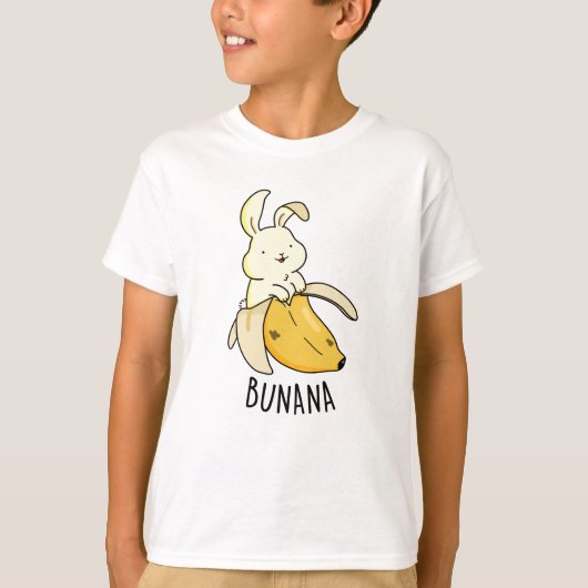 Bunana Funny Bunny in een bananenun T-shirt (Voorkant)