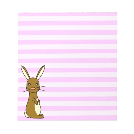 Bunbun - Cute Rabbit roze Stripes Notitieblok (Voorkant)