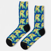 Bunch Bananas Fruit Market Pattern Blue Sokken (Links)
