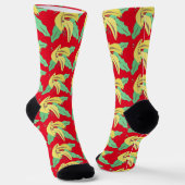 Bunch Bananas Fruit Market Pattern Red Sokken (Gebogen)