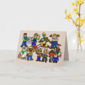 Bunch Blue Collar Workers Labor Day Card Kaart (Gele Bloem)