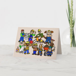 Bunch Blue Collar Workers Labor Day Card Kaart