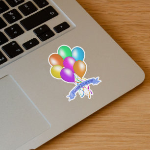Bunch Bright Colorful Birthday Balloons Streamers Sticker