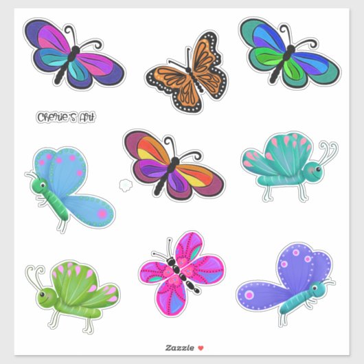 Bunch Butterflies Whimsical and Cute Sticker (Vel)