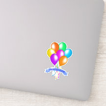 Bunch Colorful Bright Birthday Balloons Ribbons