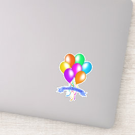 Bunch Colorful Bright Birthday Balloons Ribbons Sticker