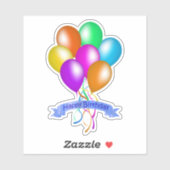 Bunch Colorful Bright Birthday Balloons Ribbons Sticker (Vel)