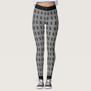 Bunch Grote Zwarte Kruipende Mieren op Grijs Leggings