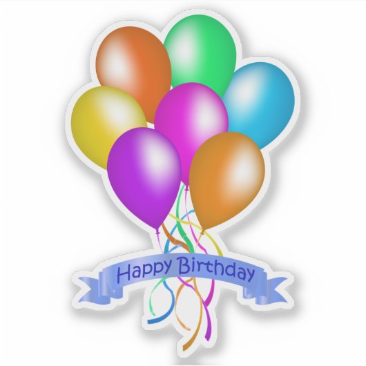 Bunch Heldere Kleurrijke Verjaardagsballonnen Stre Sticker (Voorkant)