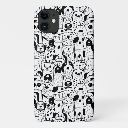 Bunch of Dogs Black White Phone case (Achterkant)