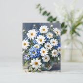 Bunch of Flowers Elegant Daisies Waterverf Briefkaart (Staand voorkant)