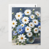 Bunch of Flowers Elegant Daisies Waterverf Briefkaart (Voorkant / Achterkant)