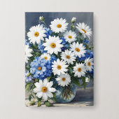 Bunch of Flowers Elegant Daisies Waterverf Button (Voorkant)