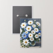 Bunch of Flowers Elegant Daisies Waterverf Button (Voorkant / Achterkant)