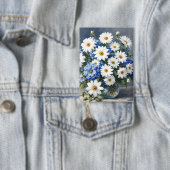 Bunch of Flowers Elegant Daisies Waterverf Button (Insitu)