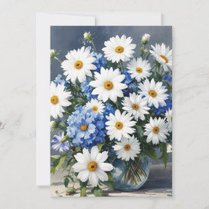 Bunch of Flowers Elegant Daisies Waterverf Feestdagenkaart
