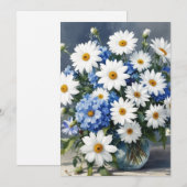 Bunch of Flowers Elegant Daisies Waterverf Feestdagenkaart (Voorkant / Achterkant)