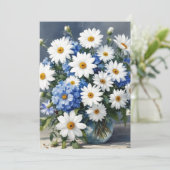 Bunch of Flowers Elegant Daisies Waterverf Feestdagenkaart (Staand voorkant)