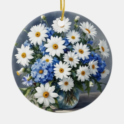 Bunch of Flowers Elegant Daisies Waterverf Keramisch Ornament (Voorkant)