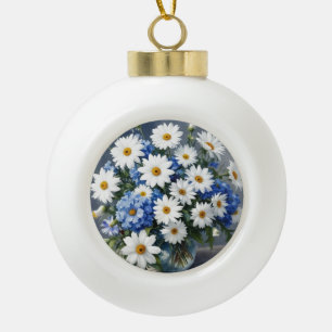 Bunch of Flowers Elegant Daisies Waterverf Keramische Bal Ornament