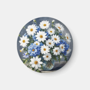 Bunch of Flowers Elegant Daisies Waterverf Magneet
