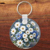 Bunch of Flowers Elegant Daisies Waterverf Sleutelhanger (Voorkant)