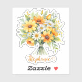 Bunch of Flowers Floral Design Custom Name Sticker (Vel)