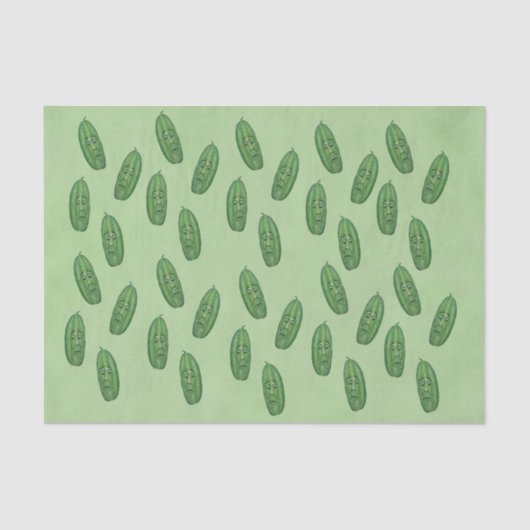 Bunch of Funny Green Pickles Surprised Faces green Tissuepapier (Voorkant)