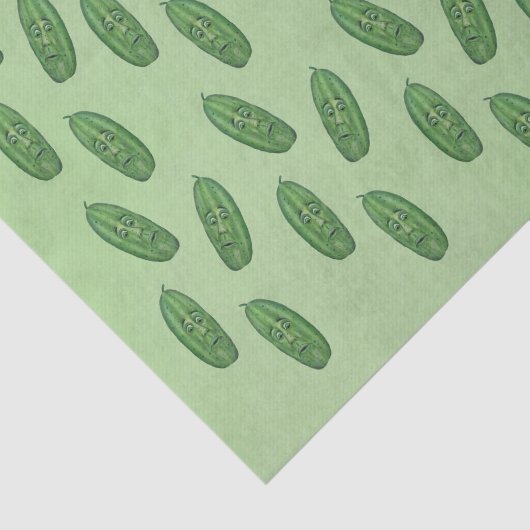 Bunch of Funny Green Pickles Surprised Faces green Tissuepapier (Detail)