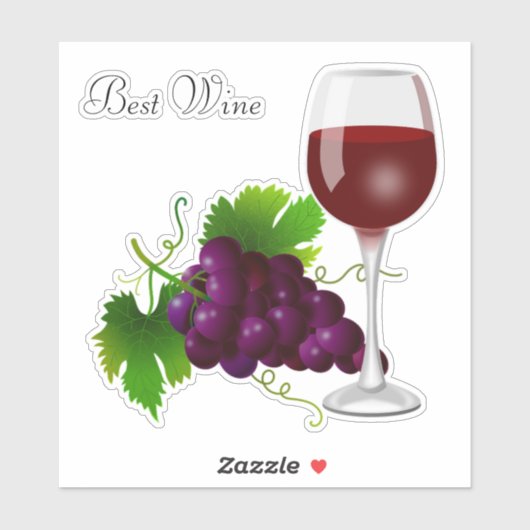 Bunch of Grapes & Glass of Wine Sticker (Vel)